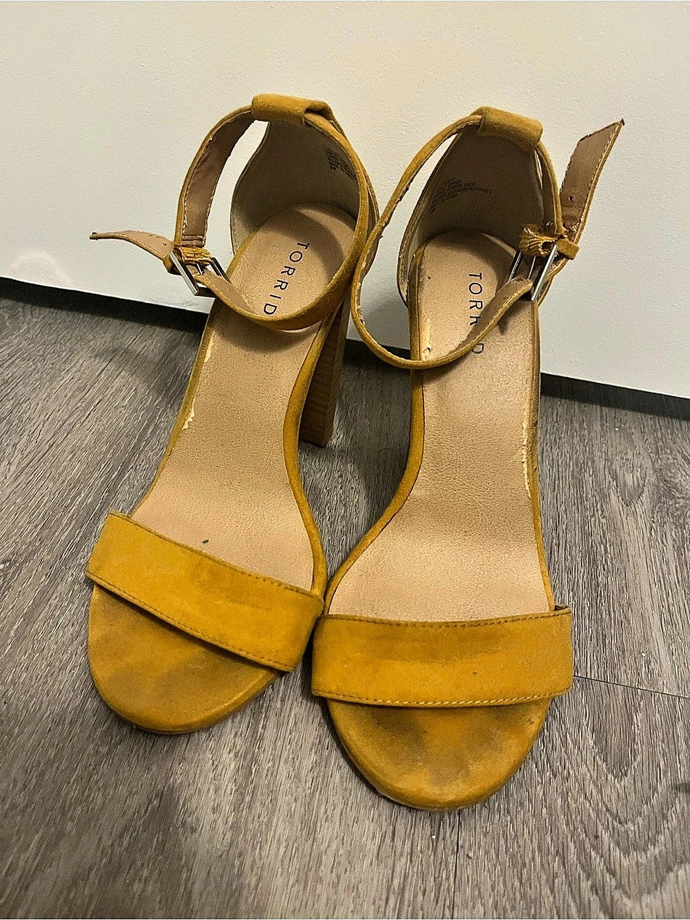 Torrid Ankle Strap Block Heel Mustard Yellow Sandals